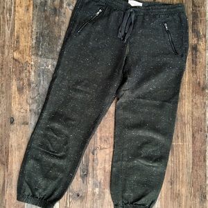 Anthro - joggers, dark green + white, small